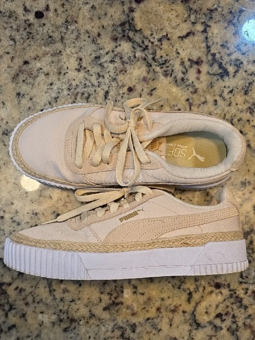 Puma Women's Cream Canvas Lace-Up Sneakers